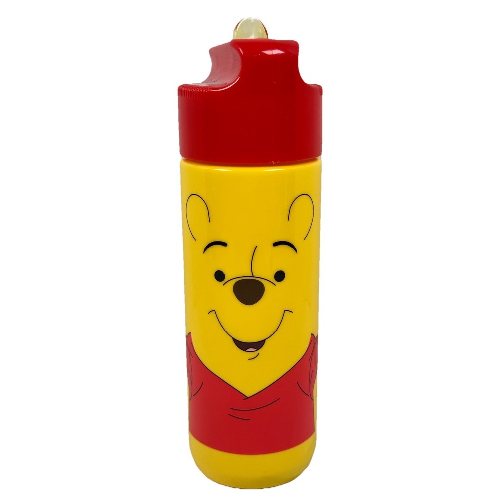 Disney Winnie the Pooh Kids Water Bottle Flip Straw 18oz Red Yellow